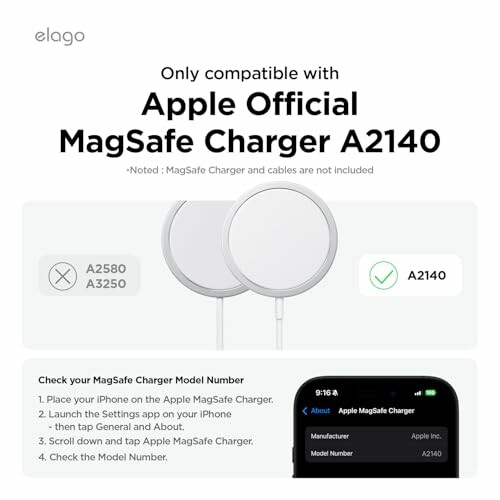 Apple MagSafe Charger compatibility instructions for model A2140.