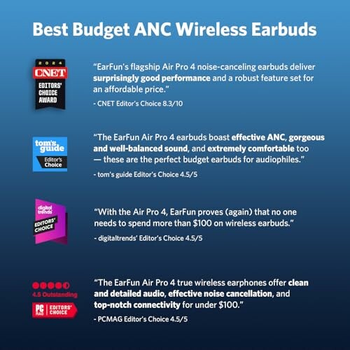 Comparison of best budget ANC wireless earbuds with reviews from CNET, Tom's Guide, Digital Trends, and PCMag.