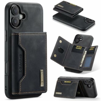 Leather phone case with wallet features for cards and cash.