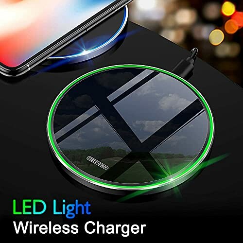 LED light wireless charger with phone on top