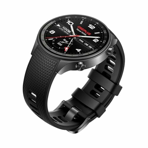 Smartwatch with black band and round display