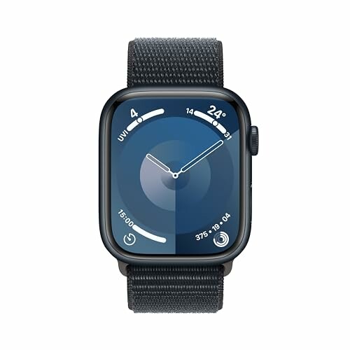 Smartwatch with blue display and black strap