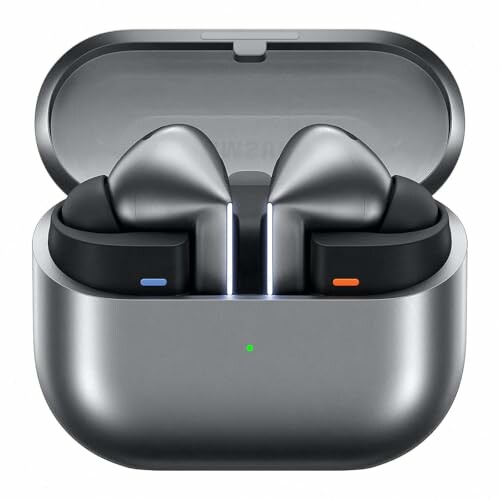 Wireless earbuds in a charging case